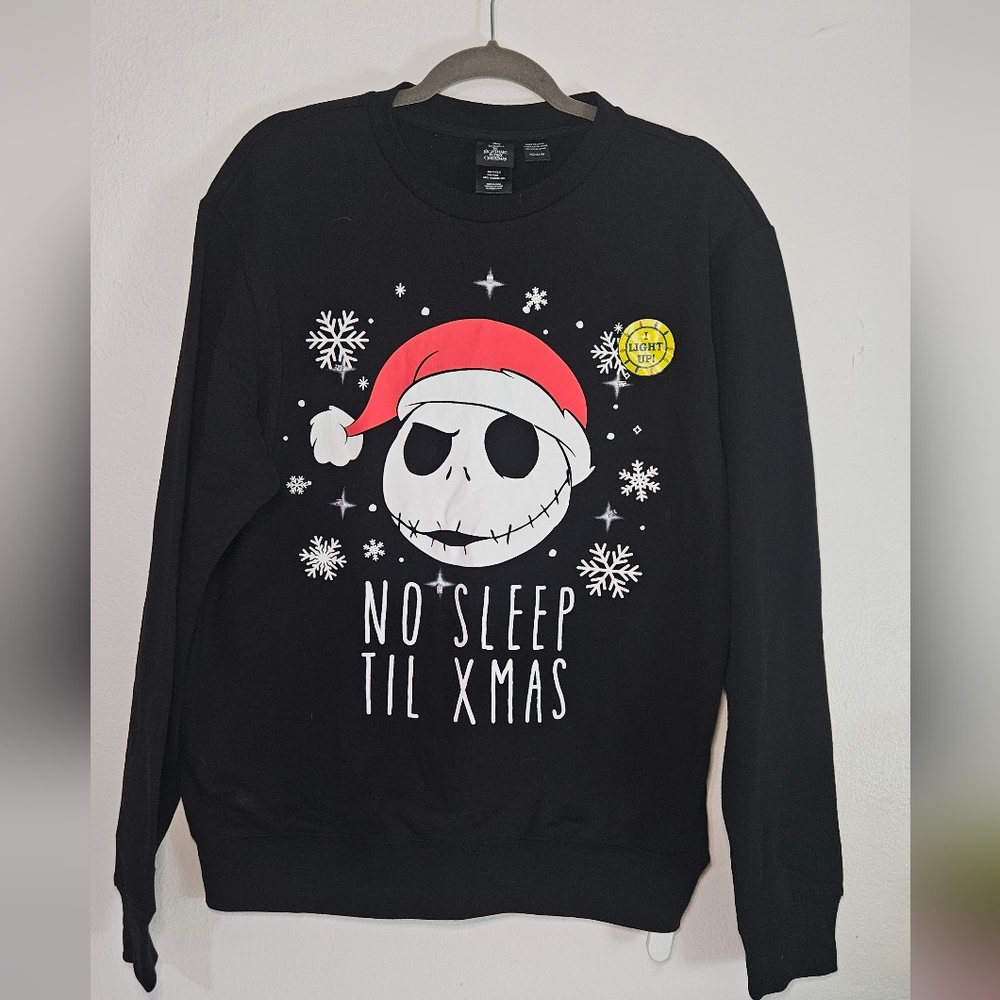 Disney The Nightmare Before Christmas Sweatshirt IT LIGHTS UP Size M Black